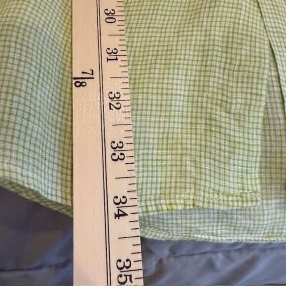 Hickey Freeman Linen Italian Shirt Button Front Green White Size Large - Picture 7 of 9